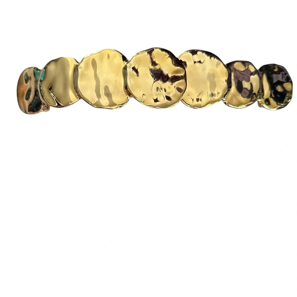Vintage Accessocraft NYC Gold Hammered Disc Belt Front / Centerpiece 9” — 1970s - Picture 7 of 9